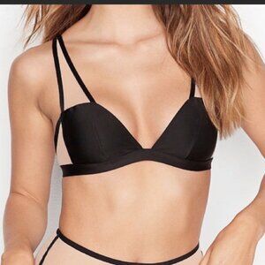 Victoria’s Secret Luxe Black and Nude Unlined Mesh Bralette Size XL NWoT